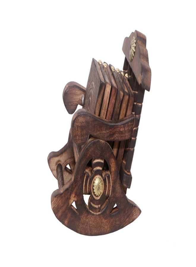 INUS Chair Design Wooden Handmade Antique Miniature Chair Shape Coaster Set of 6, Drink Coasters for Tea, Coffee, Hot & Cold Beverages, Tabletop Decor for Kitchen, Dining, Office & Restaurant Coasters - Image 1